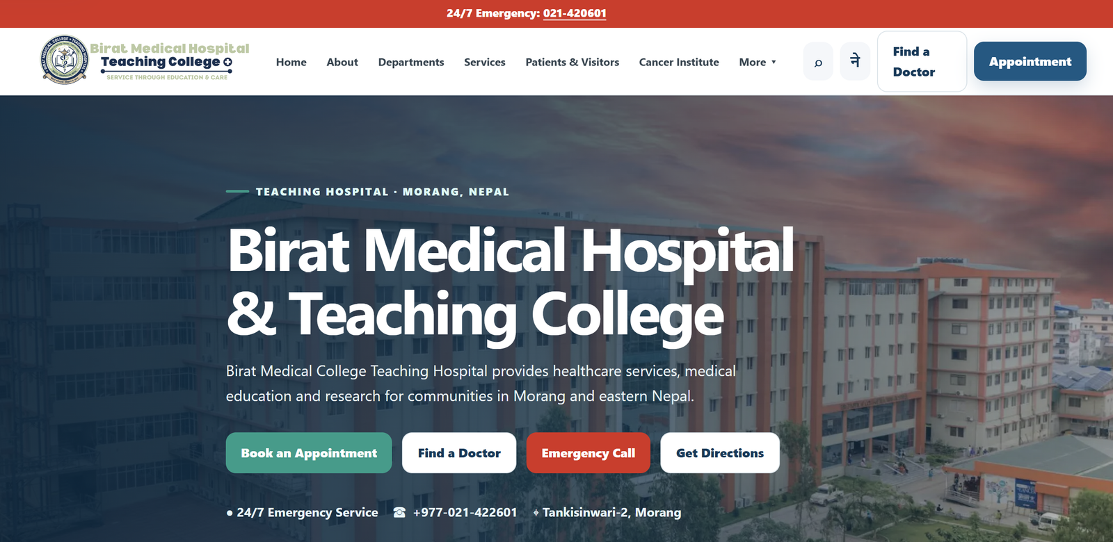BMCTH — Birat Medical College & Teaching Hospital Concept Website