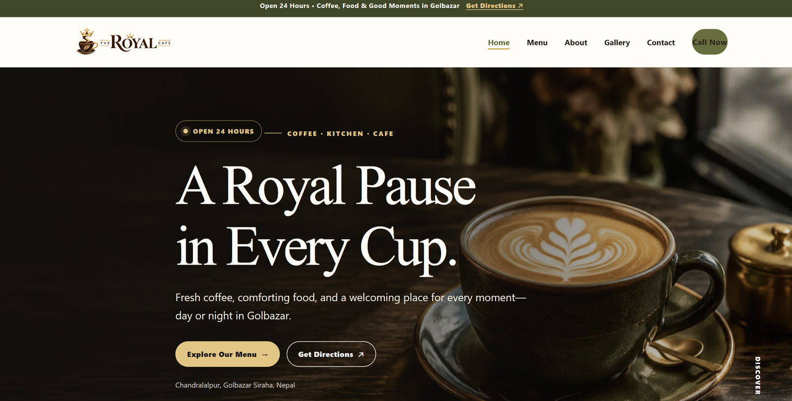 The Royal Cafe — Responsive Restaurant Website Development
